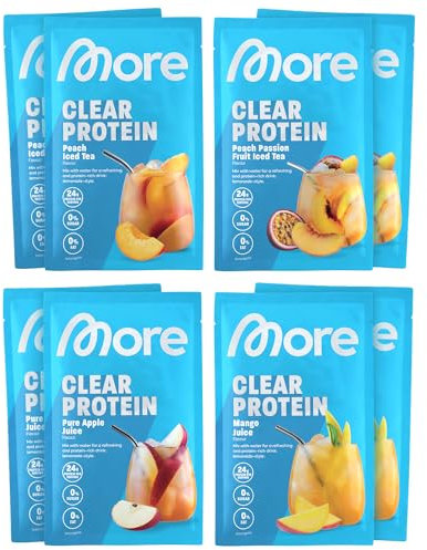MORE Clear Protein, Probenbundle, 8 x 30 g, variable Sorten, Protein Drink mit Whey Isolat - made in Germany (Sorten können variieren)