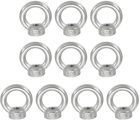 PATIKIL Ringmutter Ösenmutter M6, 10 Stück 304 Edelstahl Ringmuttern Ringösen Augenmuttern Ringschrauben Gewinde Muttern Befestigung Schulter Metrischer Ring für Marine