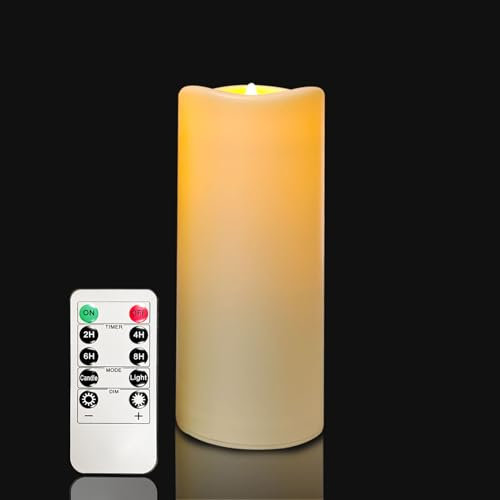 OSHINE Candela LED impermeabile a batteria, in plastica, senza fiamma, elettrica, per esterni, con timer remoto, lanterna tremolante realistica, decorazione per feste di Natale, regali