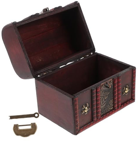 Cabilock Schmuck Aufbewahrungsbox Holz Vintage Schatzkiste Mit Deckel Holz Schmuckbox Für Ohrringe Ringe Anhänger Und Kleine Schmuckstücke Aufbewahren Zuhause Schlafzimmer Dekoration