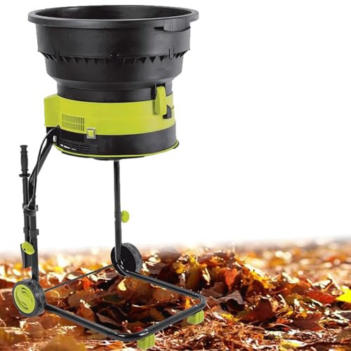 Electric Leaf Mulcher Shredder, 2500W Corded Garden Compost Shredder Crusher with Power Cord, 8000rpm Leaves Chippers, Shredders and Mulchers with Wheels, Diameter 54CM for Yard Cleanup(MACHINE+40m)