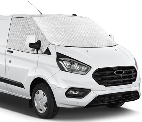 CICMOD Copertura per Parabrezza per F ord Transit Custom, Protezione per Parabrezza Parasole per Finestrini Anteriori - Rgento Nero