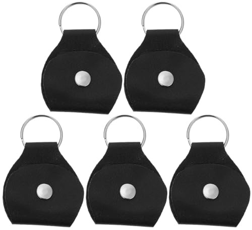 Vaguelly Pu Leder Gitarrenplektrum Tasche 5 Stück Mit Schlüsselring Tragbarer Plektrumhalter Für Gitarren Stoßfest Kompakt Für Musiker Unterwegs