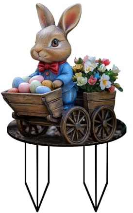 Kashyke Gartenstecker Osterdeko Vintage Outdoor Ostern Hase Deko Frühling Gartendeko Frühlingsdeko für Draußen Wetterfest Osterhase Ostereier XXL Oster Deko Außen (#11)