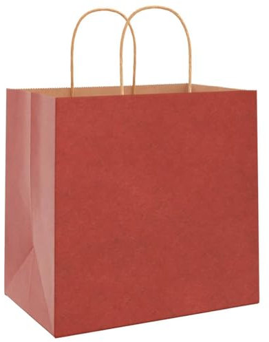 vidaXL Papiertragetaschen 50 Stk., Papiertüten mit Henkeln, Kraftpapiertüten, Geschenktüten für Einkaufen Hochzeiten Verpackungen Partys Geburtstag Weihnachten, Rot 26x17x25cm