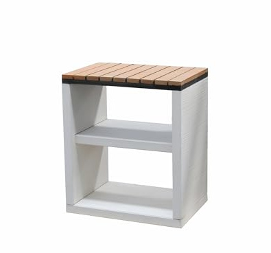 MOVELAR - Bancada Nola para Barbacoa de Obra Prefabricada (Blanco, refractario - 70 x 47 x 47 cm) - Uso en Exteriores