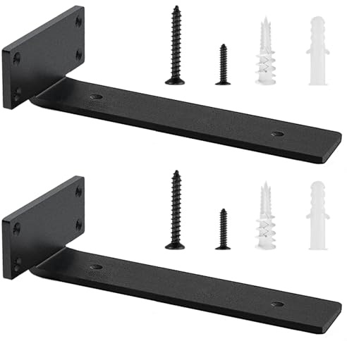 2 Stücke Regalhalterung Regalträger 30 cm, Schwerlast Regalwinkel für die Wandmontage, Schwimmende Wandregal Halterung (5mm dick) | Schwarz