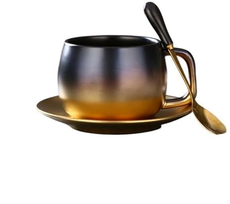ZENGXJYCQINGJIANG ceramic mug Light Luxury Coffee Cup Exquisite Luxury Retro Matte High-grade Household Afternoon Tea Ceramic Mugs ceramic mug set(A)