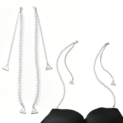 ZKGYUS 1 Pares de Correas de Sujetador, Elegantes Tirantes de perlas, Perlas Hombros de Sujetador de Metal Ajustable Cinturones de Sujetador para Sujetador