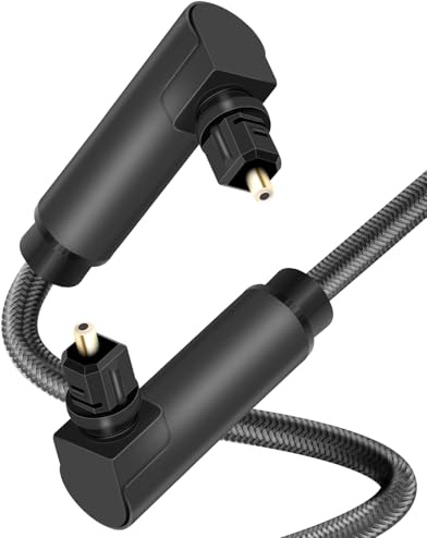 GELRHONR Câble audio optique à 90 degrés, câble optique Toslink à, cordon à fibre optique numérique pour barre de son, télévision, console de jeux (1M/3.28FT)