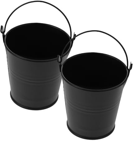 ibasenice 2pezzi Secchio Per Grasso Metallo Per Barbecue Contenitore Per Olio E Grasso Da Grill Per Cottura All Aperto E Picnic Nero