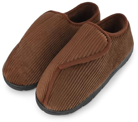 riemot Pantofole da Uomo Facili da Indossare e da Togliere per i Diabetici Memory Foam Ciabatte Ortopediche da Uomo Brown 42-43EU