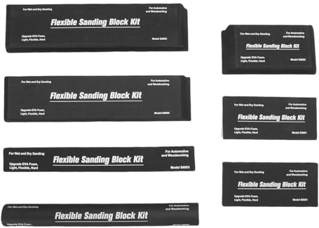 Masyrt Bloque de lijado húmedo seco con 7 PC papel de lija, 7 unids negro Flexible Eva lijado Bloque, Flexible Eva lijado Bloque para Auto refinanciamiento Proyectos de carpintería Negro