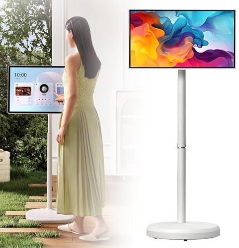 ExoticaBlend Smart TV Portatile Touch Screen da 21,5 Pollici, Monitor Portatile 1080p 4 + 64 GB, Batteria da 6000 mAh, TV Touch Girevole White-6+128G