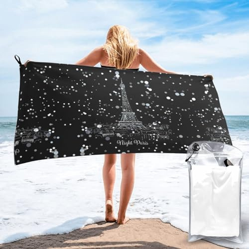 YUBVCF Night Paris - Toalla deportiva de microfibra con diseño de Torre Eiffel, toalla de secado rápido, toallas absorbentes suaves para acampar