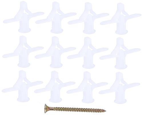 Operitacx 100pcs Plastic Plasterboard Wall Plugs with Nails Expansion Anchors for Secure Fixing Strong Grip and Stability for Drywall Chipboard and Composite Boards Installation