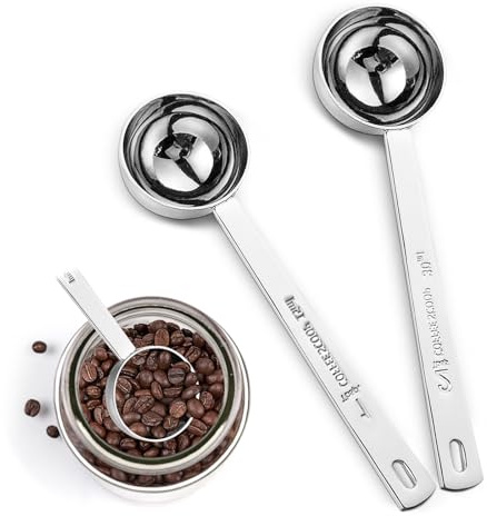 2 pack Tablespoon Measuring Spoon, 30ML 15ML Stainless Steel mirror polished Coffee Spoons,Coffee Scoop,Long Handled Tablespoon,Suitable for Grinding Coffee,Powder (silver, 15ml+30ml)