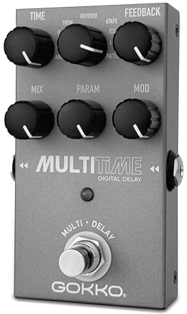 GOKKO GK-72 Multitime Multi-Delay Guitar Pedal – 11 Delay Modes (Digital, Analog, Tape, Reverse, Lo-Fi, Dual, Duck, Trem, Ice, Pattern) – Stereo Effects, 9V DC/USB Power