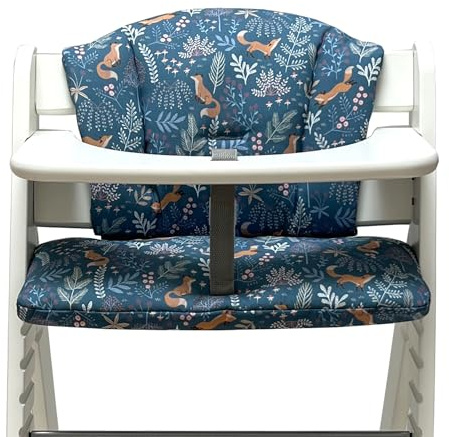Blausberg Baby - Sitzkissen Set Hauck Alpha, Beta Polster Zubehör Hochstuhl - Sitzauflage 100% Baumwolle, Oeko-TEX Standard 100 - Made in Germany Fuchs Blau