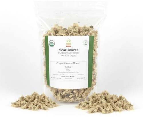 Clear Source Herbs Organic Chrysanthemum Flower (Chrysanthemum morifolium, Ju Hua) – USDA Certified Organic – Herbal Tea, Decoctions & Traditional East Asian Botanical – Lab-Tested