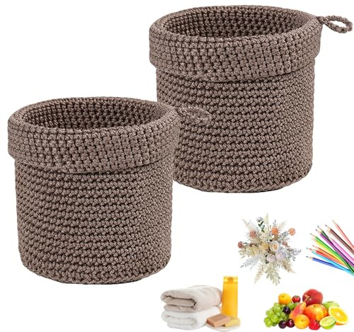 2 Piezas Cesta Colgante, Cestos Para Colgar Tejida, Cestas De Almacenamiento De Pared, Tejido a Mano, Para La Decoración De La Cocina, El Baño, El Salón y La Oficina, Marrón