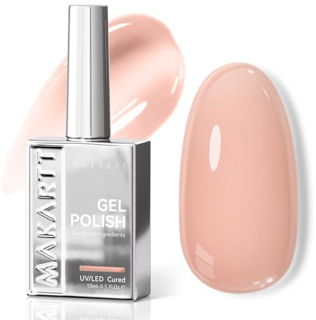 Makartt 15ml Semi Permanent Bright Nude – 1 Couche Intense, HEMA-Free | Pigmentation Une Couche Brillance Résistance Rayures Pinceau 105° Tenue 14 Jours Haute Brillance Auto-Lissant