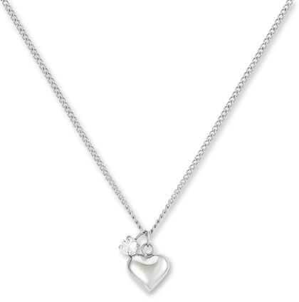 GD GOOD.designs Collana con cuore in argento e pendente con zirconi | Elegante collana in acciaio inossidabile 316L in argento | Collana regolabile da donna (42-47 cm)