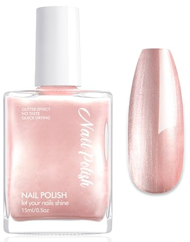 Perlmutt Nagellack - 15Ml Hellrosa Schnelltrocknender Nagellack auf Wasserbasis - Ungiftiger Rosa Nagellacke - Elegant Natürlich Nail Polish Für Frauen Nail Art Regular Nagelack (Pale Pink)