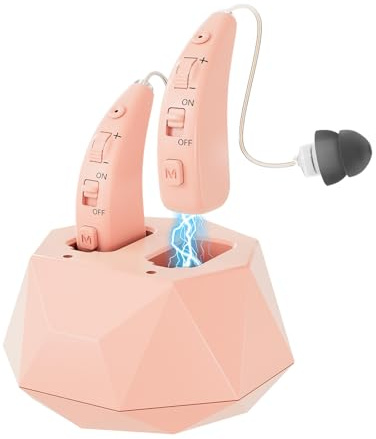 Wiederaufladbarer Tonverstärker mit Rauschfilter & Ladestation – Diskretes Audiogerät mit intelligenter Sprachverstärkung, verstellbarer Lautstärke & 35h Akkulaufzeit