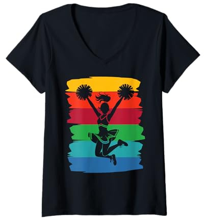 Damen Cheerleaderin Mädchen jubeln Mama Liebe Cheerleading T-Shirt mit V-Ausschnitt