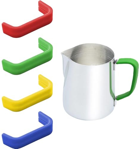 YFTRFR 4 Piezas Funda de Mango Silicona para Jarra Mango Antideslizante Apto para Preparadores de Leche Evitar la Contaminación Cruzada Entre Diferentes Tipos de Leche Ideal para Cafeterías y Hogares