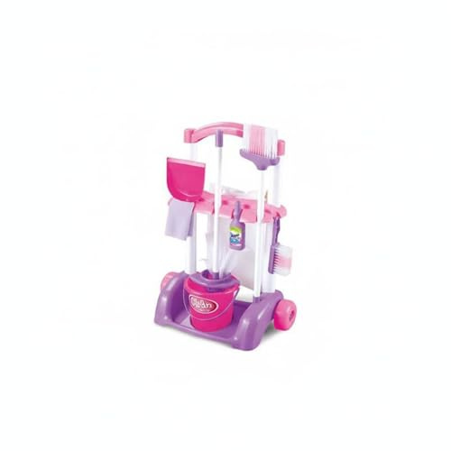 F Fityle Juego de Limpieza Infantil Carrito de Juguete Escoba Recogedor Material Plástico Resistente para Desarrollar Habilidades Motoras Adecuado para Niños en el Hogar , 667K Set