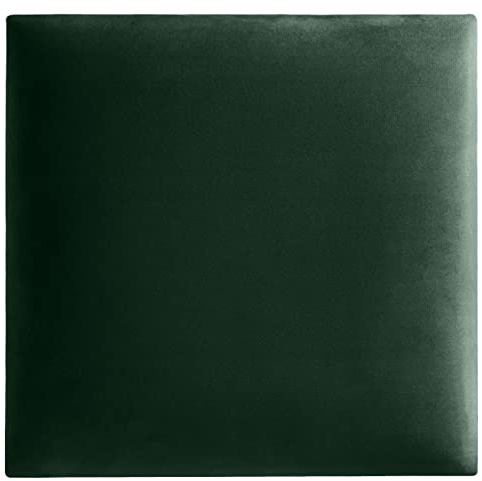 softwalls Wandkissen Samt Dunkelgrün 30x30 cm - Gepolstertes Wandpanel 50mm, Oeko-TEX Stoff, Bett Kopfteil & Schallabsorber, Klebemontage ohne Bohren