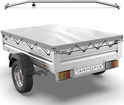 Tarpofix® Lona para remolque plana 207,5 x 114 x 6 cm + 1x Soporte de lona (ajustable 100-145 cm) - Lona remolque de PVC - Cubierta para varios remolques de coches de 750 kg