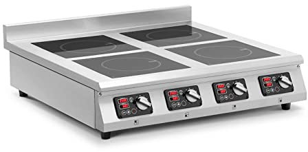 Royal Catering RCIK-3500IC4.3 Placa de inducción Hornillo de cocina independiente 4 x 20 cm - 10 niveles - temporizador - 80 x 80 x 26 cm