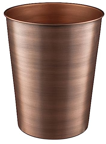 Monarch Abode Metal Bathroom Trash Can – Waste Basket for Bedroom, Office Desk, & Dorm, Handcrafted, Durable Decorative Antique Copper Small Trash Can Bathroom Garbage Bin Wastebasket