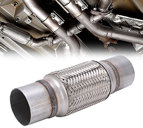 GAESHOW Tubo Flessibile di Scarico in Acciaio Inossidabile a Doppia Treccia, Tubo Flessibile Universale per Riparazione Tubo di Scarico, Montaggio Senza Saldatura, 63 mm x 250 mm