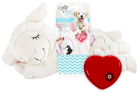 ALL FOR PAWS Peluche per Cani con Battito Cardiaco - Giocattolo per Cuccioli, Aiuto Comportamentale, Peluche per Animali Domestici (Pecora Bianca con Battito Cardiaco)