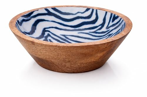 Handmade 17 x 5 cms Decorative Mango Wood Snack Serving Bowl For Dry Fruits Chips Coffee Table Countertop Display Key Bowl Tableware Kitchen Living Room Home Decor Accents Dinnerware