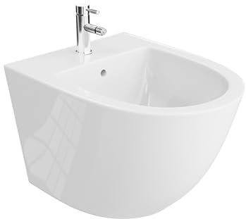 LAVITA Universal Wand Sofi Bidet, WC mit Hahnloch und Überlaufschutz aus Keramik 36,5 x 49 x 32,5 cm Sitzwaschbecken zur Montage an der Wand, Sofi, Wandmontage