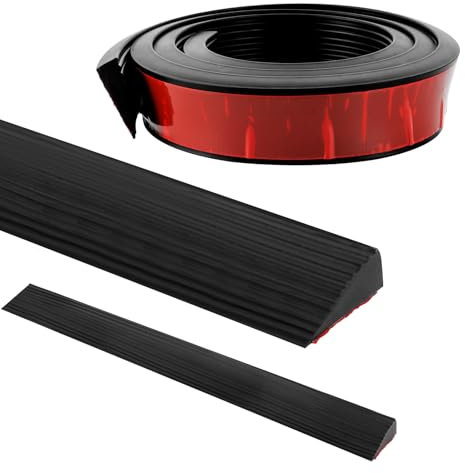 Oungy Türschwellenrampe 2cm Hohe Selbstklebend Saugroboter 2mx5.5cmx1.6cm Schwellenrampe aus Vollgummi Schneidbar 1.6cm Hohe Türschwellen Leiste Übergangsprofil für Badezimmer und Fliesenkante