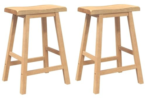 vidaXL Barhocker 2 STK. Natur Massivholz Gummibaum