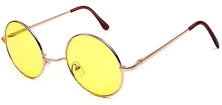 FRCOLOR Runde Retro Sonnenbrille Mit Schutz Bunte Getönte Gläser Leichter Kunststoffrahmen in Gold Trendige Oversize Form Für Damen Und Herren Rutschfeste Nasenpads Stilvolles Vintage Desi