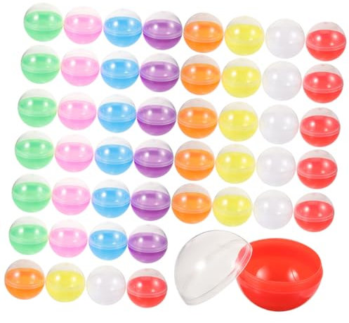 MERRYHAPY 100pcs Vending Machine Balls 45mm Round Fillable Plastic Containers Colorful Translucent Shells for Easter Basket Stuffers Party Favors and Candy Storage