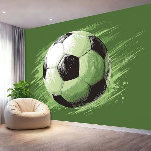 Genérico Fotomural verde 250 x 175(WxH) - Papel Pintado Fotográfico 3D Impermeable, Decoración de Pared en Tejido No Tejido, Estilo Deportes fútbol luz y sombra para Salón y Dormitorio