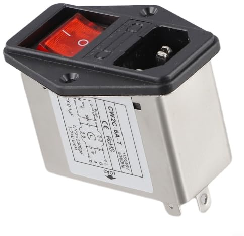 Filtre anti-interférences IEC femelle 3 A 6 A 10 A Filtre réseau anti-bourdonnement pour armoire serveur audio (CW2C-6A-T)