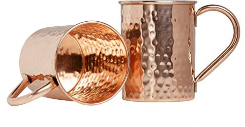 Zap Impex Moscow Mule Kupferbecher – 2er-Set – 100% handgefertigte, lebensmittelechte Becher aus reinem massivem Kupfer mit Rohrgriff – 16 oz hochwertiges Cocktail-Kupferglas