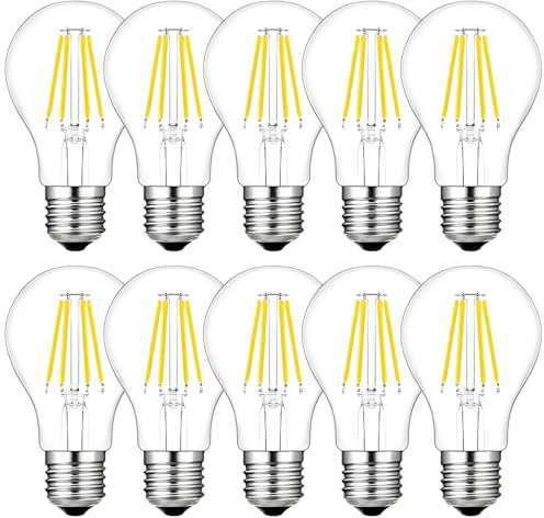 HUAMu E27 LED Energiesparlampe, Antikstil Edison Retro LED 4W / 40W Glühlampe gleichwertig, nicht dimmbar, Tageslichtweiß 6500K, Kleine Edison-Schraube, A60, 400lm, AC220-240V 10 Pack