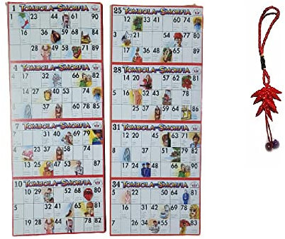 BLUSUPERSHOP ricevi 96 Cartelle assortite smorfia Colorate e Numerate Accessori per Tombola Tradizionale Napoletana Gioco Natale Giochi Societa' Tanti Giochi nel Nostro Negozio Amazon VAR
