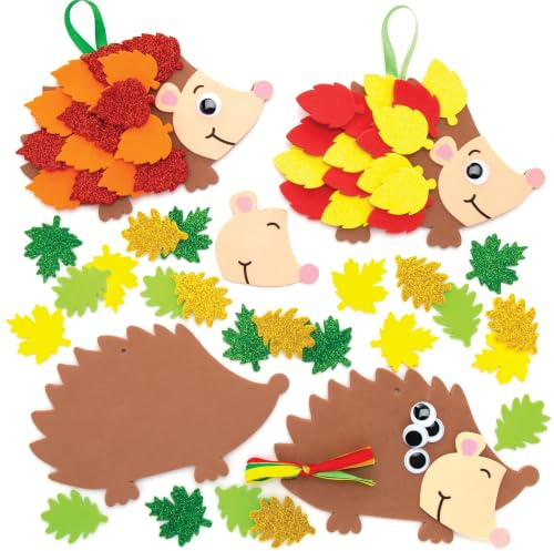 Baker Ross AW937 Leafy Hedgehog Kits, Autumn and Winter Arts and Crafts (Pack of 5), Assorted
